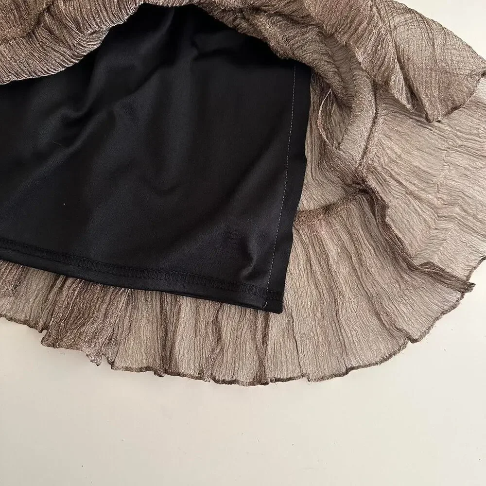handmade gold shimmer circle ruffled mini skirt - Picture 11 of 11